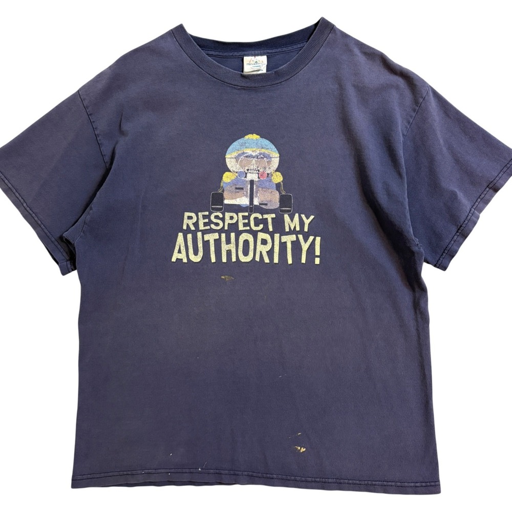 Vintage South Park Cartman Respect My Authority T-Shirt  Large Delta Distressed